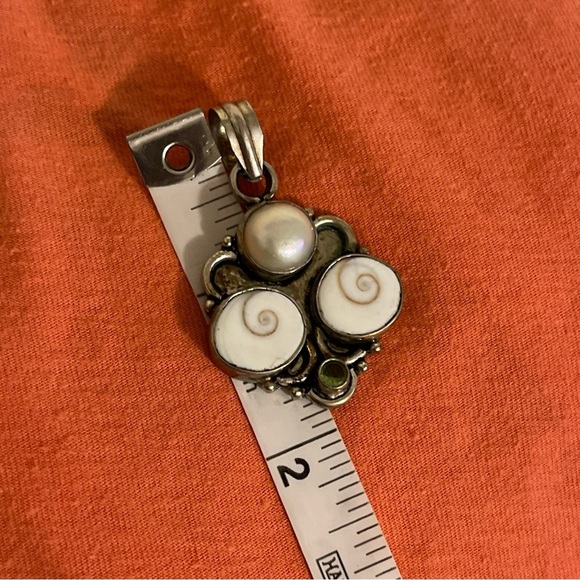vintage shiva eye, pearl Women's pendant in silver tone - Picture 4 of 5